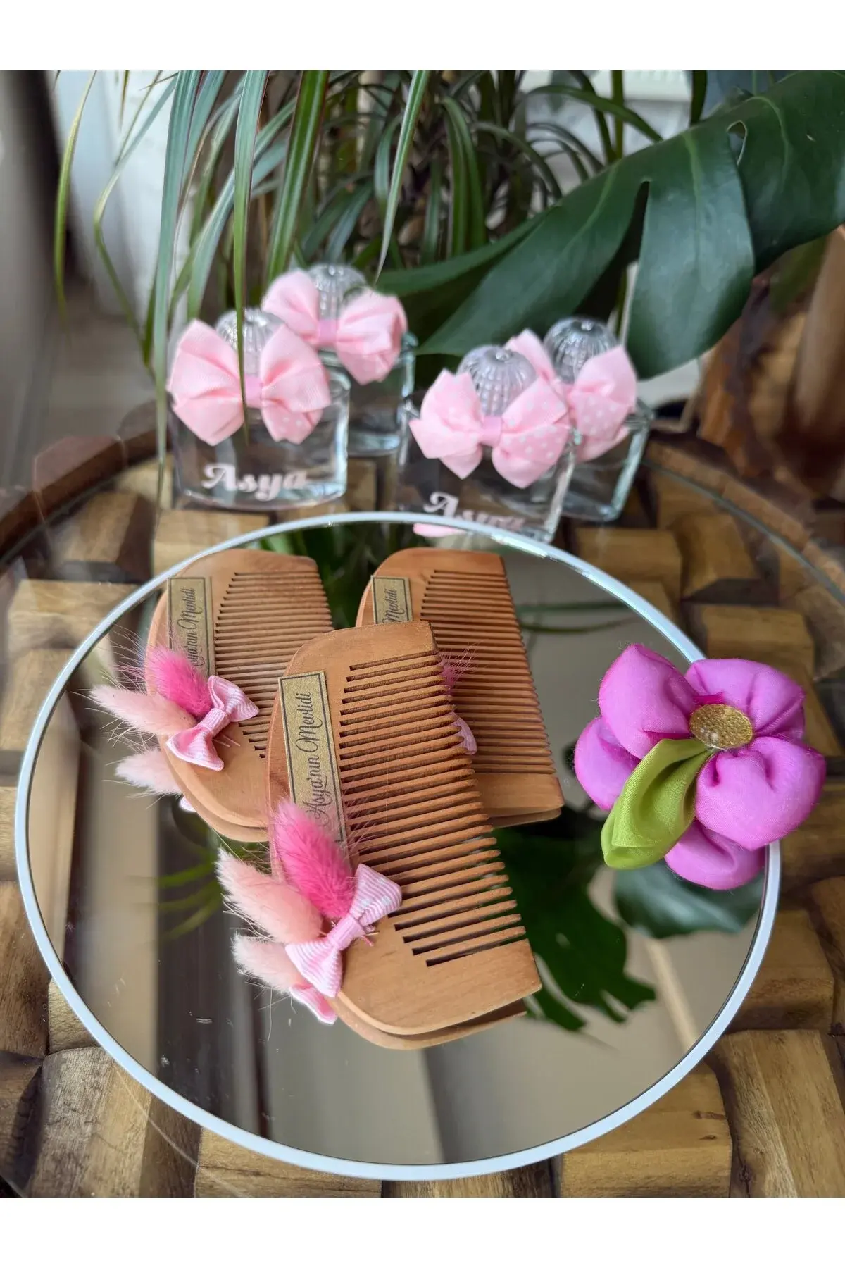 Bebek Mevlid-Doğum-doğumgünü hediyelik Ahşap Tarak 10lu