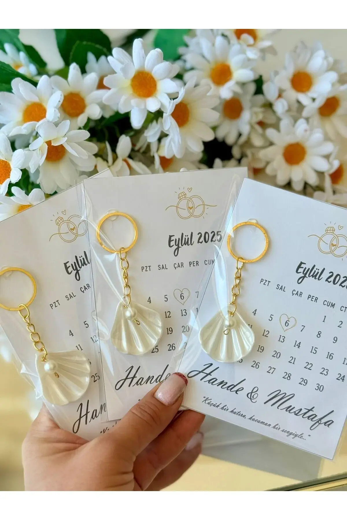 İstiridyeli Anahtarlık Nikah Düğün Bride Hediyeliği Anahtarlık İsme Özel Hediyelik Tarihli 10 Adet