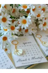 İstiridyeli Anahtarlık Nikah Düğün Bride Hediyeliği Anahtarlık İsme Özel Hediyelik Tarihli 10 Adet