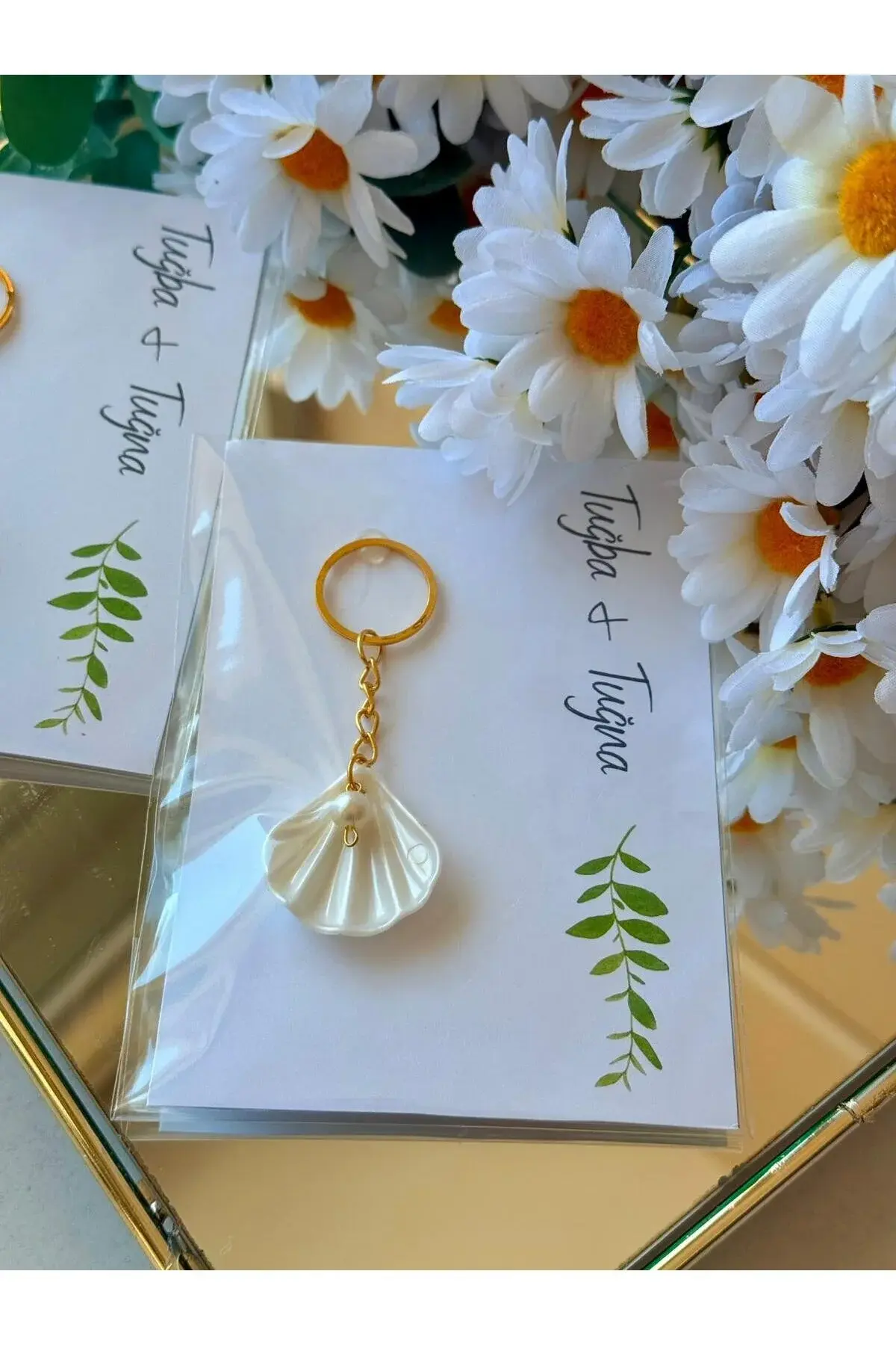 10 Adet İsme Özel istiridyeli Anahtarlık Nikah Düğün Bride Hediyelik Anahtarlık