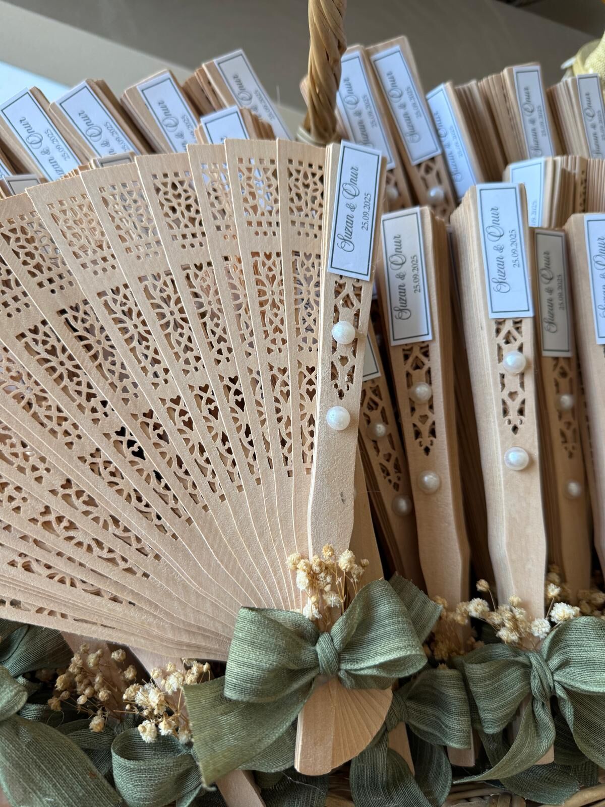 İsme Özel Bambu Yelpaze 10'lu Düğün Nişan Kına Hediyelik