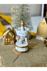 Mini Ahşap Atlıkarınca Süs 1 Adet Hediyelik Dekoratif Obje (Yılbaşı, Doğum Günü, Baby Shower)