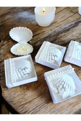 İsme Özel Şeffaf Etiketli Kutulu İstiridye Mum 10 Adet