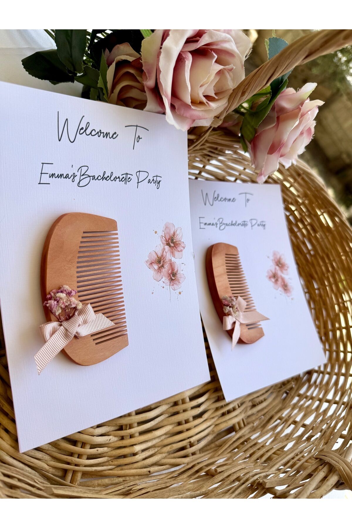 Nikah-kına-söz-bride Hediyelik Ahşap Tarak Kartlı 10adet