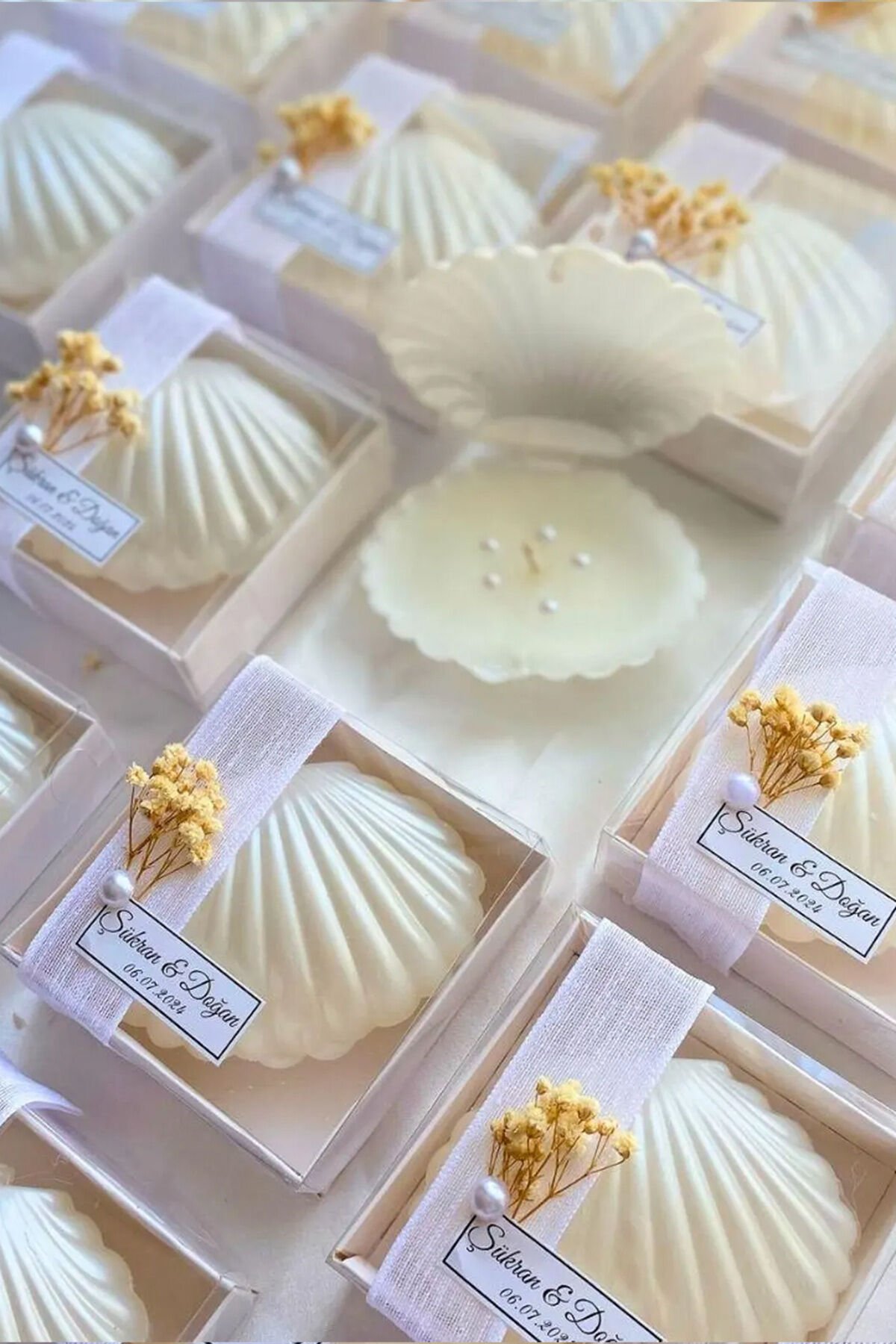 20 adet Kutulu Istiridye Mum Düğün, Nişan , Söz ,kına , Mevlüt , Doğum Günü, Hediyelik