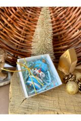 Mini Ahşap Mavi Atlıkarınca Süs 1 Adet Dekoratif Obje (Yılbaşı, Doğum Günü, Baby Shower) Hediyelik