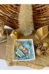 Mini Ahşap Mavi Atlıkarınca Süs 1 Adet Dekoratif Obje (Yılbaşı, Doğum Günü, Baby Shower) Hediyelik