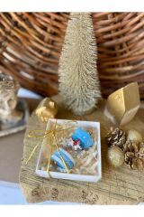 Mini Ahşap Mavi Atlıkarınca Süs 1 Adet Dekoratif Obje (Yılbaşı, Doğum Günü, Baby Shower) Hediyelik