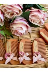 Kırmızı Nikah-Kına-Söz-Bride hediyelik Ahşap Tarak 5 adet