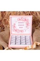 ( Çikolata) Isme Özel Hoşgeldin Bebek Yazılı Hediyelik Kız Bebek Çikolatası Gulutensiz