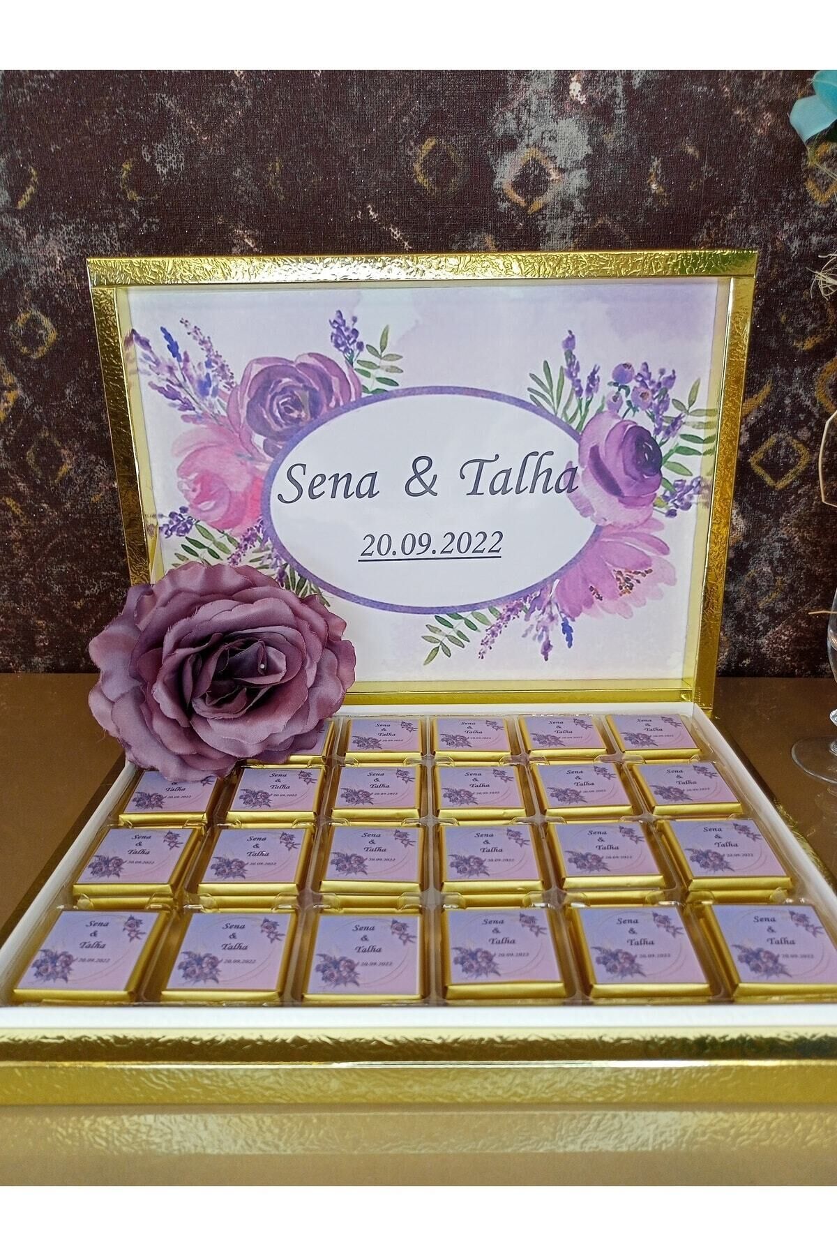 (ELİT ÇİKOLATA)kişiye Isme Özel Nikah-söz-nişan -bebek-hediyelik Baskılı Madlen Çikolata 72 Adet