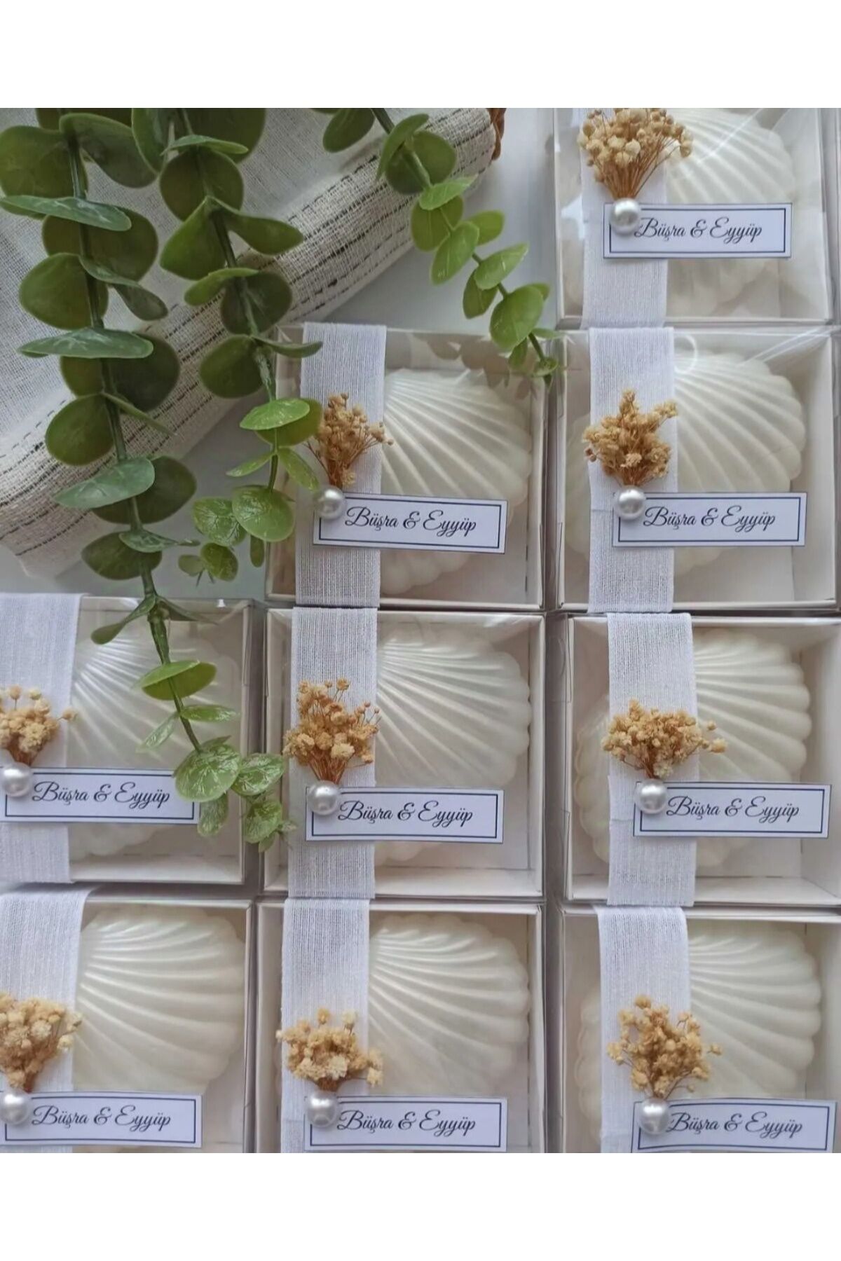 Nikah Şekeri, Doğum, Sünnet, Düğün Nişan Söz, Kına, Doğum Günü 20 Adet Asetat Kutulu İstiridye Mum