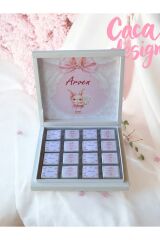 İSME ÖZEL FİYONK TAVŞANLI KIZ BEBEK ÇİKOLATASI DOĞUM,DOĞUM GÜNÜ,MEVLİD HEDİYELİK ÇİKOLATA 48'Lİ