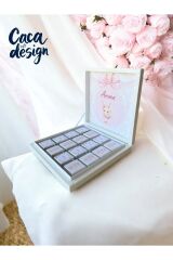 İSME ÖZEL FİYONK TAVŞANLI KIZ BEBEK ÇİKOLATASI DOĞUM,DOĞUM GÜNÜ,MEVLİD HEDİYELİK ÇİKOLATA 48'Lİ