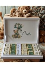 Kişiye Özel Ayıcık Temalı Çikolata Kutusu 48 Adet (Baby Shower, Doğum Hediyelik)