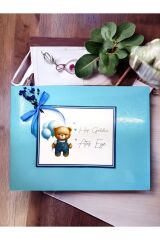 MAVİ Balonlu isimli Erkek Bebek Çikolatası Doğum-MEVLİD-HEDİYELİK Çikolata 72li