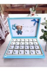 MAVİ Balonlu isimli Erkek Bebek Çikolatası Doğum-MEVLİD-HEDİYELİK Çikolata 72li