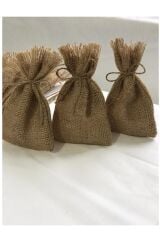 Hasır Jüt Kese 10 X 15 Cm Ebatlarında 3 Adet Boş Çuval Kumaşından Kese Ipli, Hediyelik, Kına, Düğün