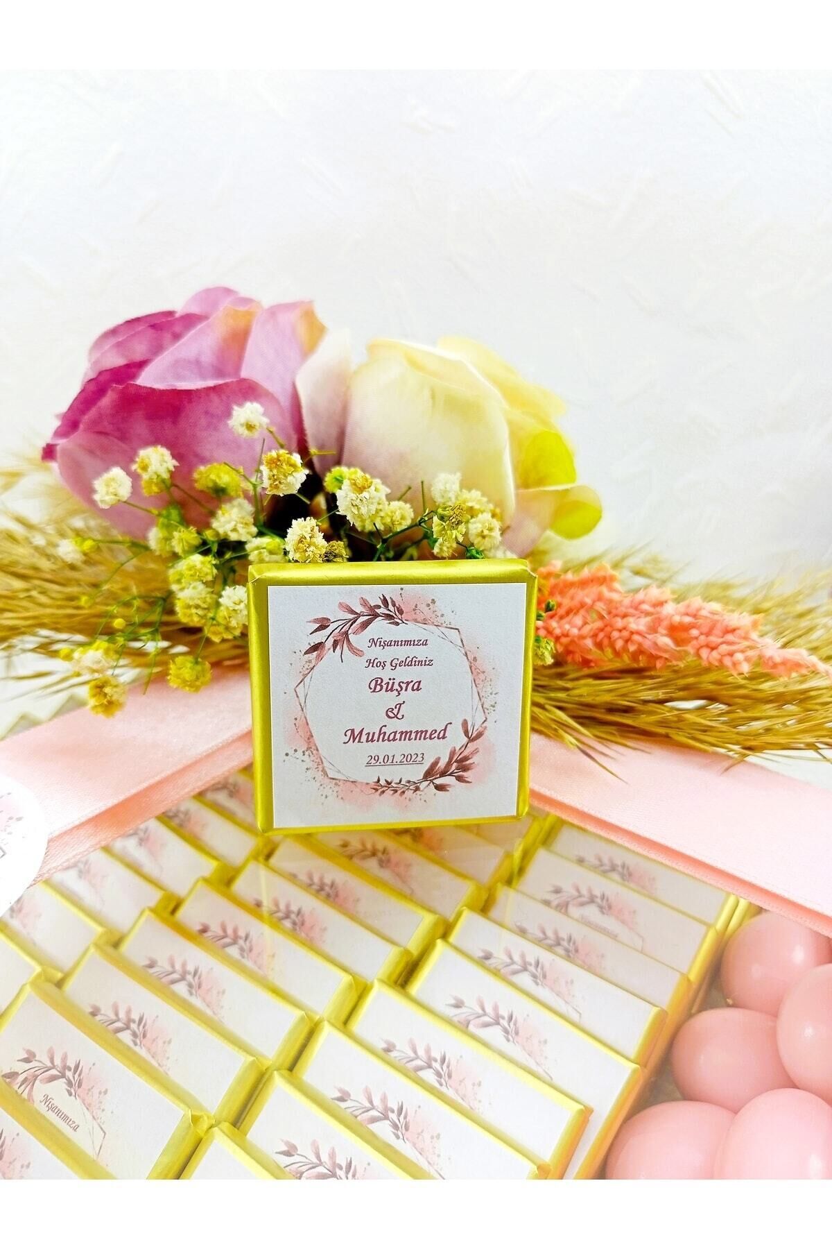 Nikah - Kız Isteme Çikolatası Söz- Nikah-nişan Çikolatası Cam Kutu Arajmanlı Süslemeli