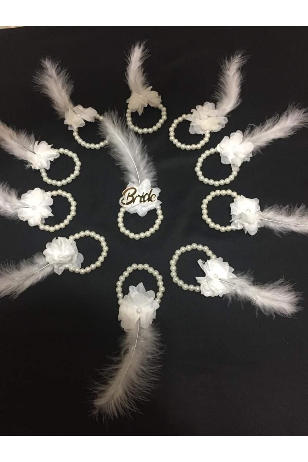 1 Incili Bride Bileklik 10 Incili Nedime Bilekliği Seti Beyaz Gold Gelin Kına Gecesi Bekarlığa Veda