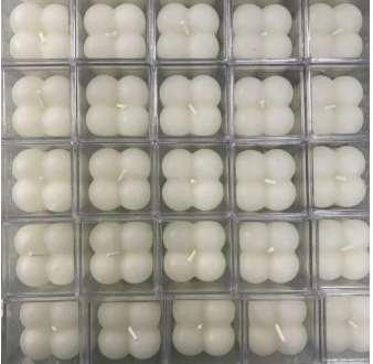 50 Adet Mika Kutulu Beyaz Mini Bubble Kokulu Mum Seti
