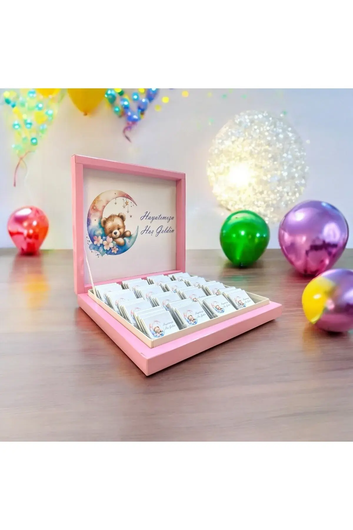 Yeni!(ELİTÇİKOLATA )İsme Özel Ayıcık Ay kız-erkek Bebek Çikolatası Doğum Günü-hediyelik Çikolata