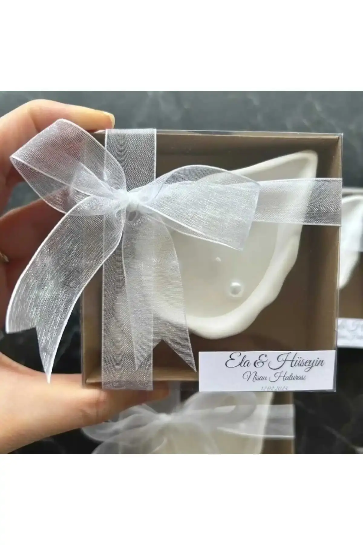 Kutulu10 Adet Süslenmiş Istiridye Mum Nikah Nişan Hediyelik