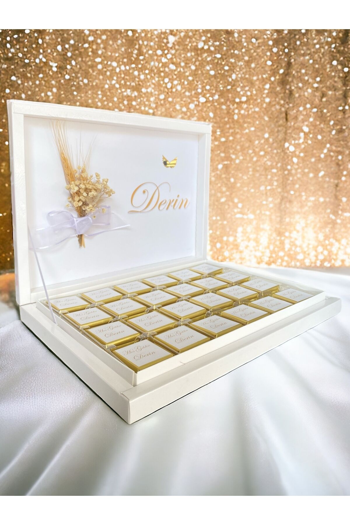 İsme Özel Tasarım Gold Kız Bebek ,Mevlit,nişan,isteme,hediyelik çikolata