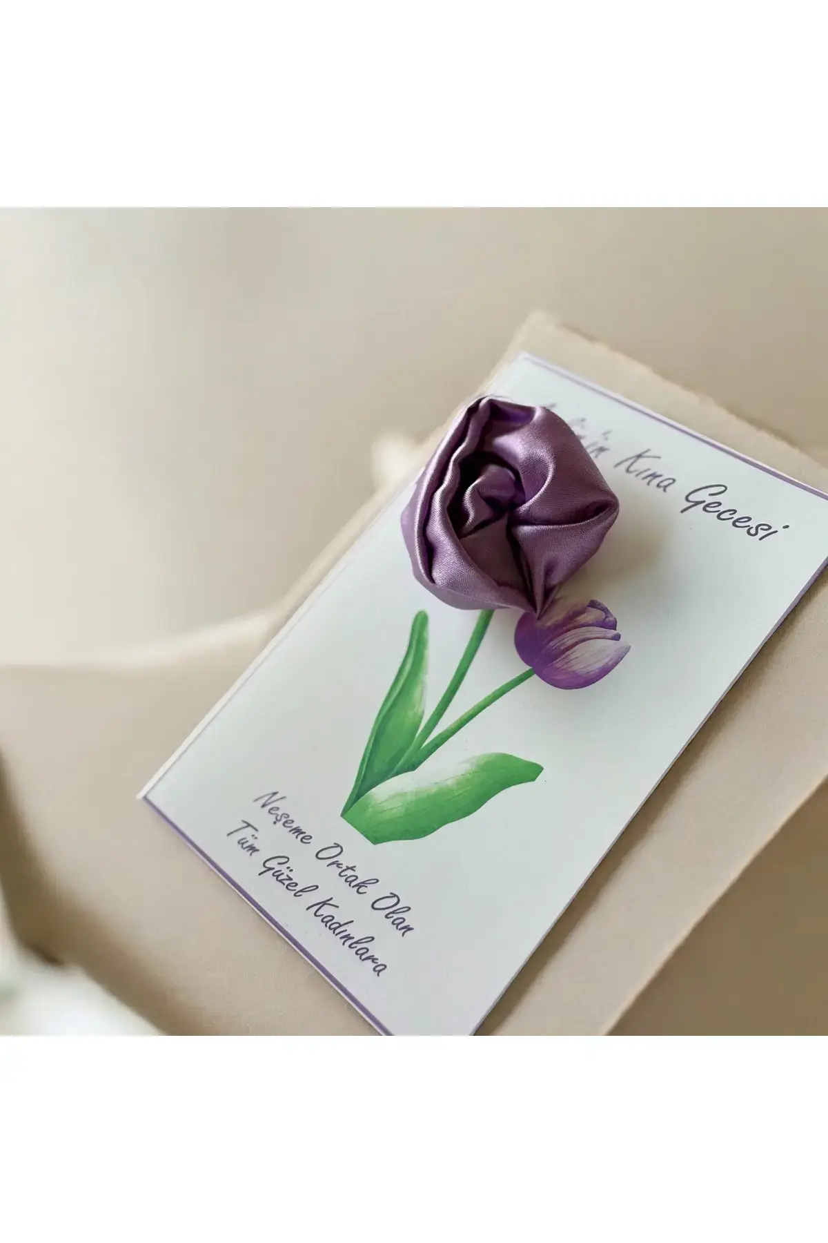 1 adet Saten Toka isimli Kartlı Kına Hatırası Bride Hediyesi