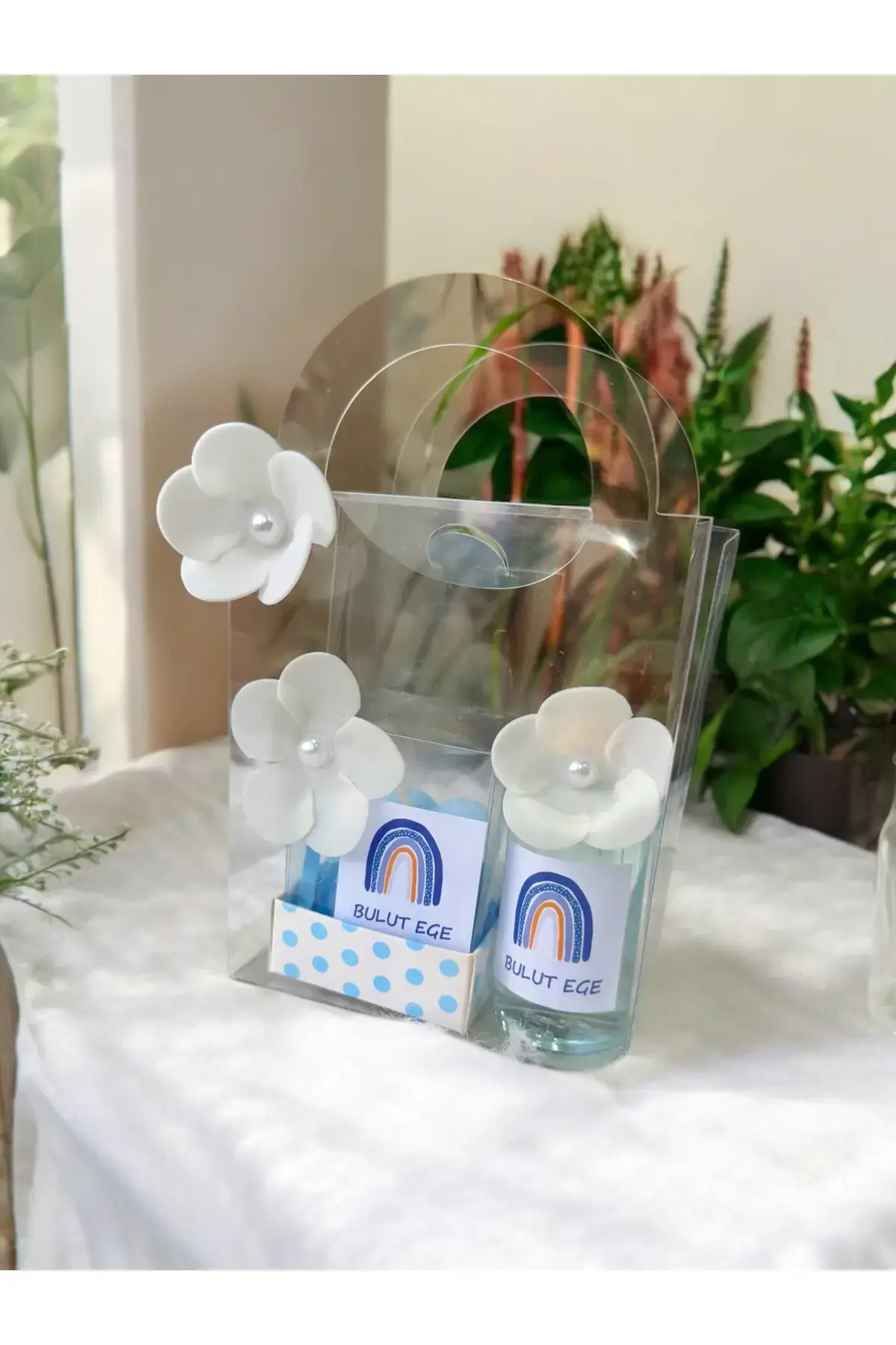 Bebek Hediyelik Doğum Ve Doğumgünü 10'lu Çantalı Kolonya Ve Mum Seti