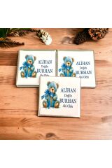 (Elit çikolata) İsimli Erkek Bebek çikolatası 72li Ayıcık Doğum-yaşgünü-hediyelik-Mevlid çikolatası