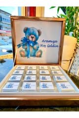 (ELİTÇİKOLATA) Isme Özel Isimli Erkek Bebek Çikolatası 48li Doğum ,yaş Günü, Hediyelik Çikolata