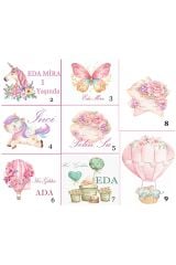 İsme Özel Tasarım Ay-Yıldız Çiçekli Kız Bebek çikolası 48li