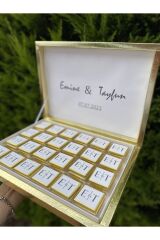 Yeni! İsme özel Nişan-söz-isteme-nikah çikolatası 72li gold kutu