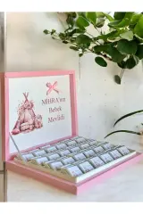 Yeni Pembe Çadır Kız Bebek Çikolatası isimli Doğum Hediyelik Çikolata 72 li