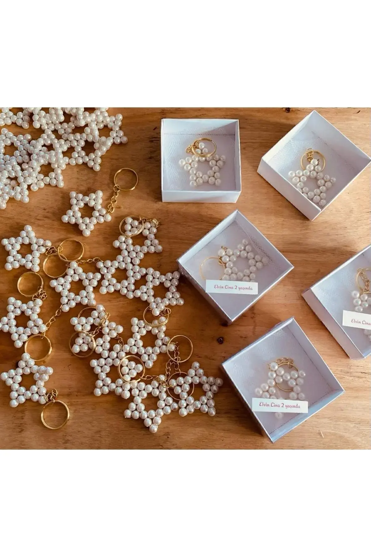 Hediyelik Incili Yıldız Anahtarlık (10 ADET)