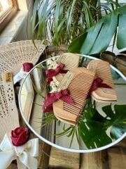 Kırmızı Nikah-Kına-Söz-Bride hediyelik Ahşap Tarak 10adet