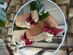 Kırmızı Nikah-Kına-Söz-Bride hediyelik Ahşap Tarak 10adet