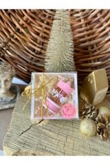 Mini Pembe Ahşap Atlıkarınca Süs 1 Adet Dekoratif Obje (Yılbaşı, Doğum Günü, Baby Shower) Hediyelik