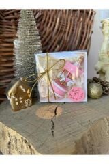 Mini Pembe Ahşap Atlıkarınca Süs 1 Adet Dekoratif Obje (Yılbaşı, Doğum Günü, Baby Shower) Hediyelik