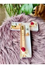 Kına-Düğün-Bride Hediyelik Yelpazeli Nikah şekeri Kırmızı Güllü 10adet