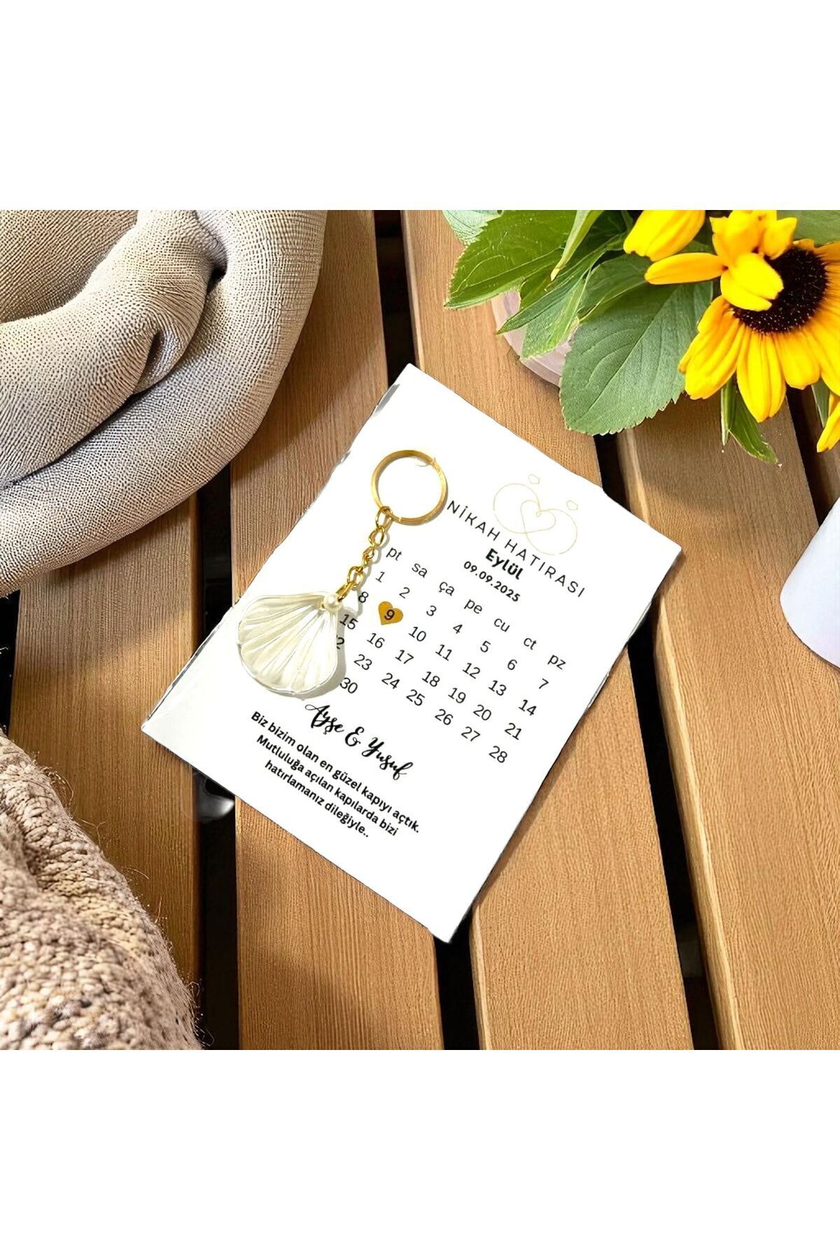 10 adet istiridyeli Anahtarlık Nikah Düğün Bride Hediyeliği Anahtarlık İsme Özel Hediyelik Tarihli Beyaz