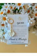 İstiridyeli Anahtarlık Nikah Düğün Bride Hediyeliği Anahtarlık İsme Özel Hediyelik Tarihli 10 Adet Beyaz
