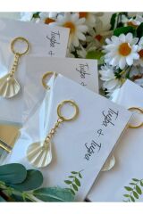 10 Adet İsme Özel istiridyeli Anahtarlık Nikah Düğün Bride Hediyelik Anahtarlık Beyaz