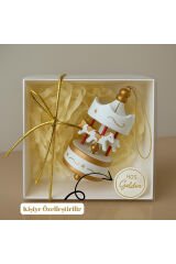 Mini Ahşap Atlıkarınca Süs 5 Adet Dekoratif Obje (Yılbaşı, Doğum Günü, Baby Shower) Hediyelik Beyaz