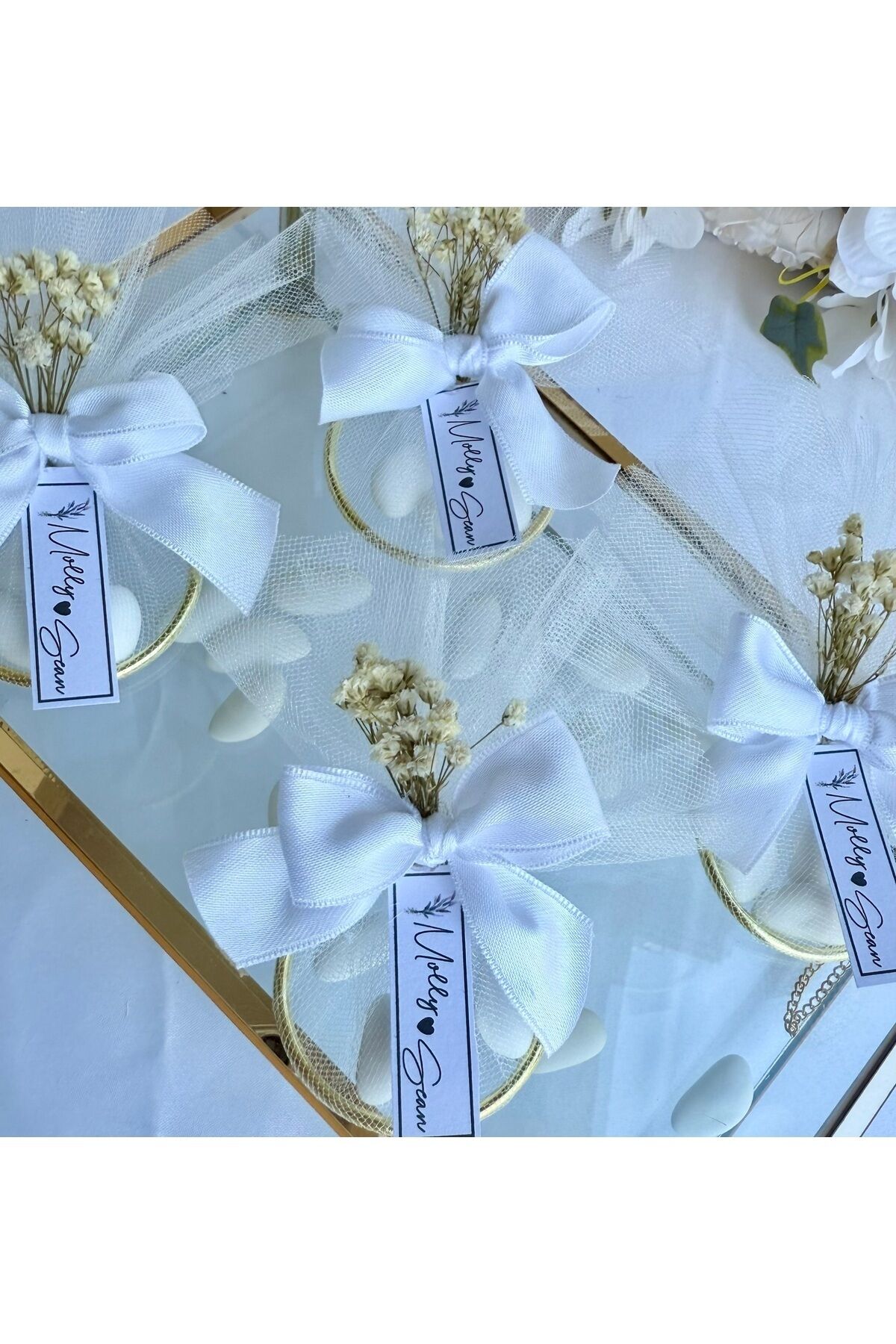 20 Adet süslemeli Halka Şekerleme, Nikah Şekeri,sünnet, Düğün Nişan Söz, Kına, Hediyelik Beyaz