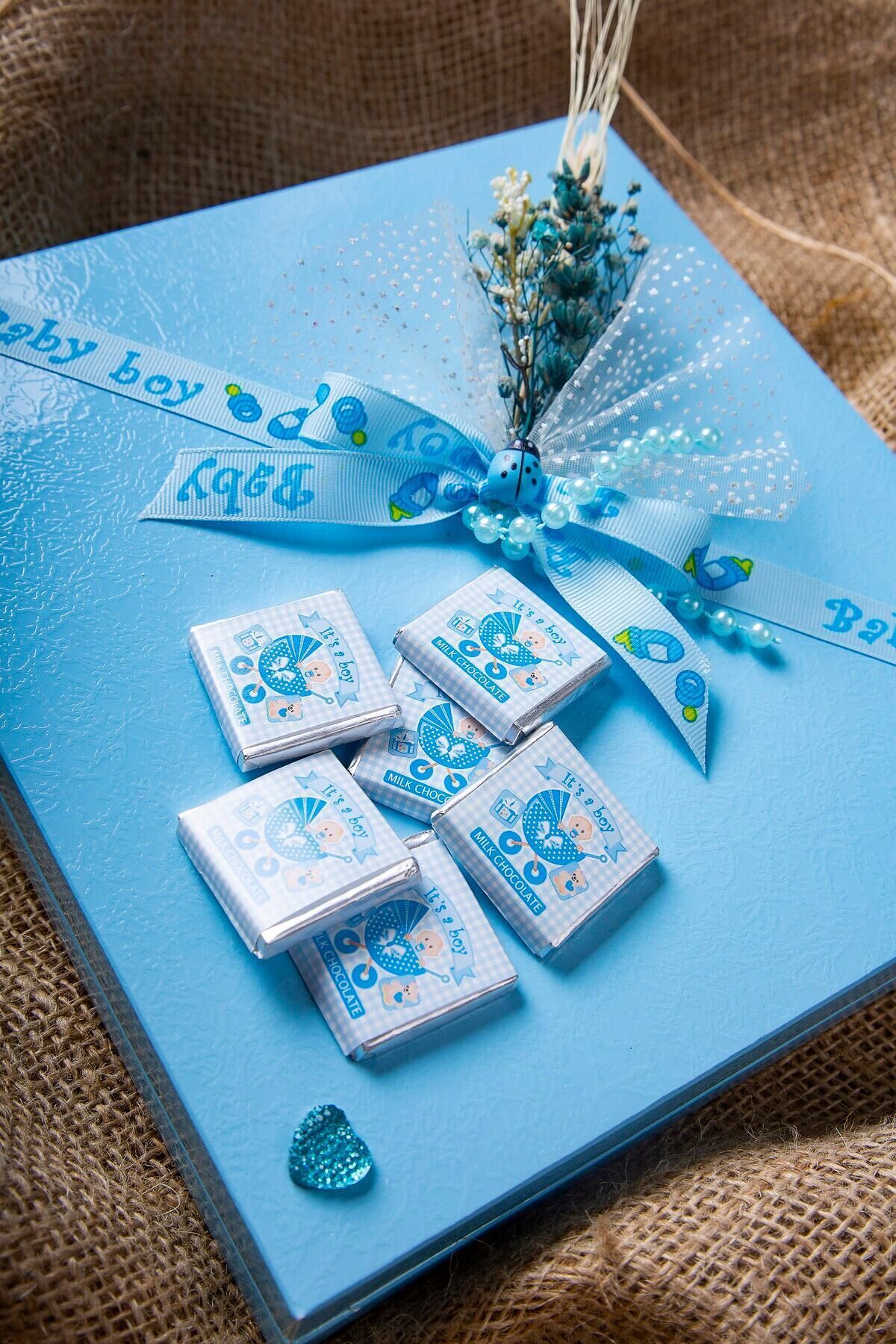 (ELİT ÇİKOLATA) Erkek Bebek Çikolatası Özel Aranjmanlı Yeni Doğan- Doğum Günü Çikolatası 48 Adet