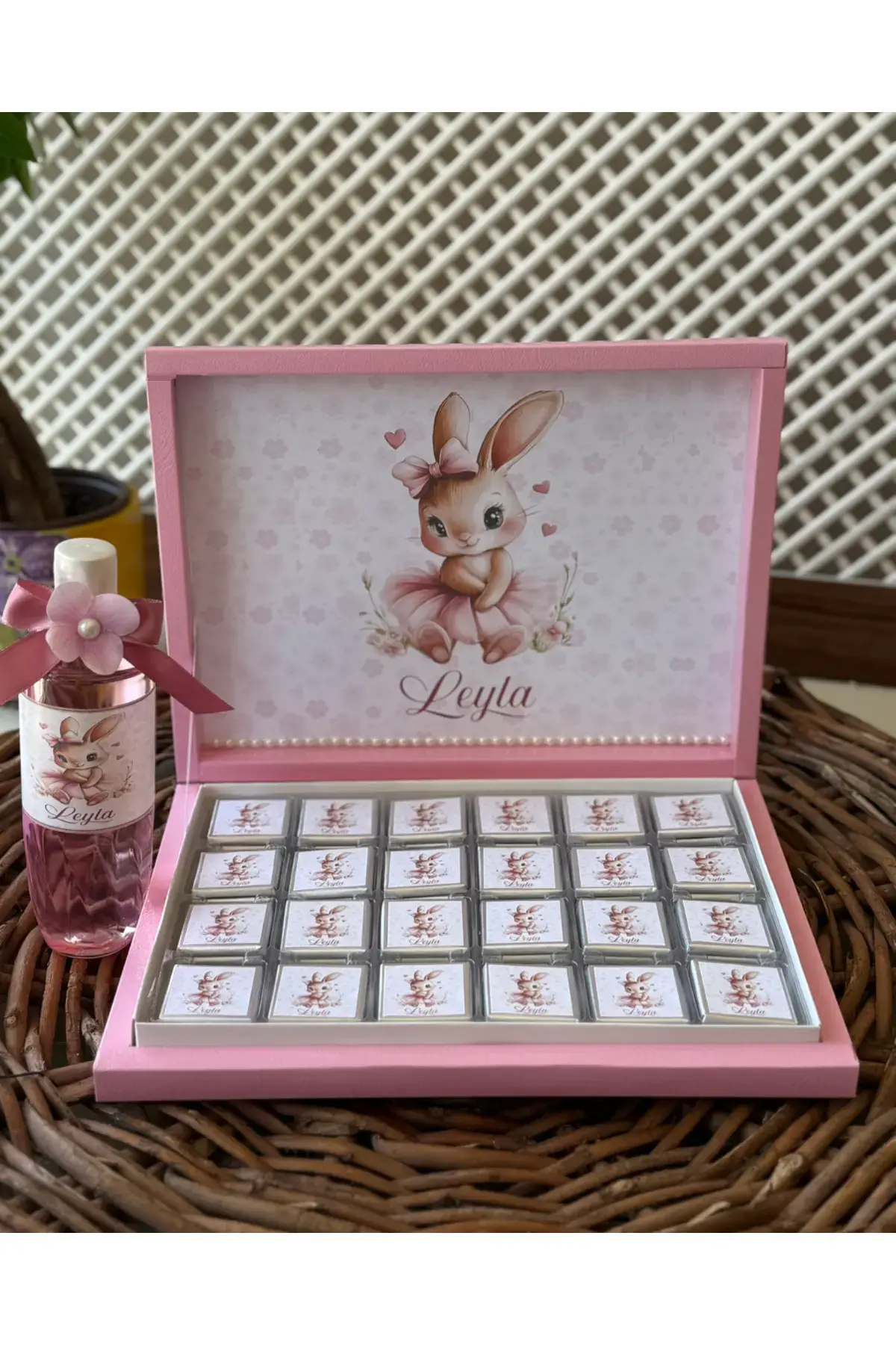 48'li Tavşan Modelli Çikolata Kolonya Bebek Doğum Doğum Günü Hediye Çikolata + Kolonya