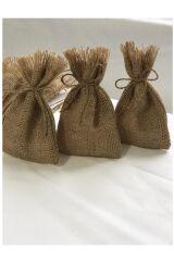 Hasır Jüt Kese 10 X 15 Cm Ebatlarında 3 Adet Boş Çuval Kumaşından Kese Ipli, Hediyelik, Kına, Düğün Hasir Kahveregi̇